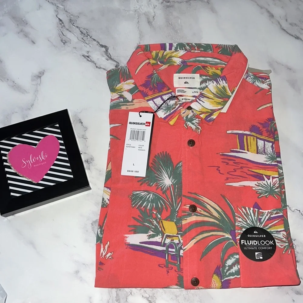 🌴Quiksilver Vacancy - Short Sleeve Shirt for Men NWT - Picture 8 of 8